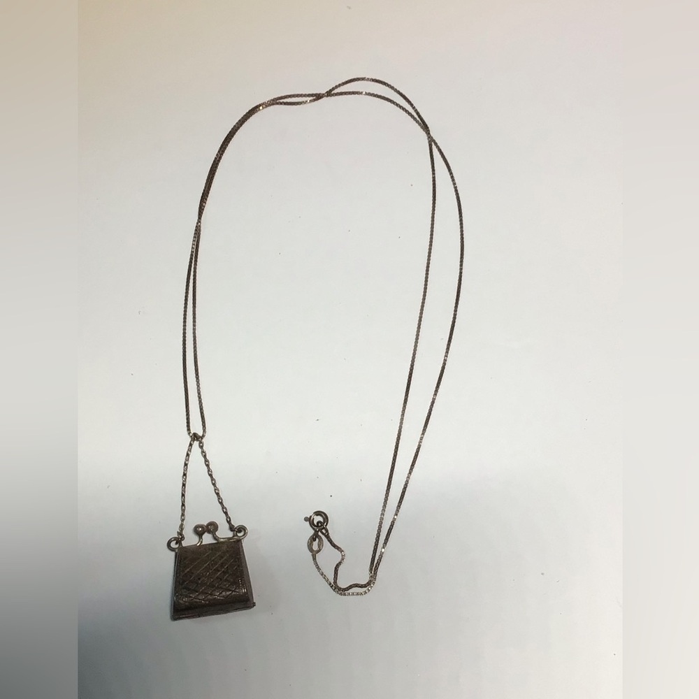 VTG sterling purse locket necklace pendant